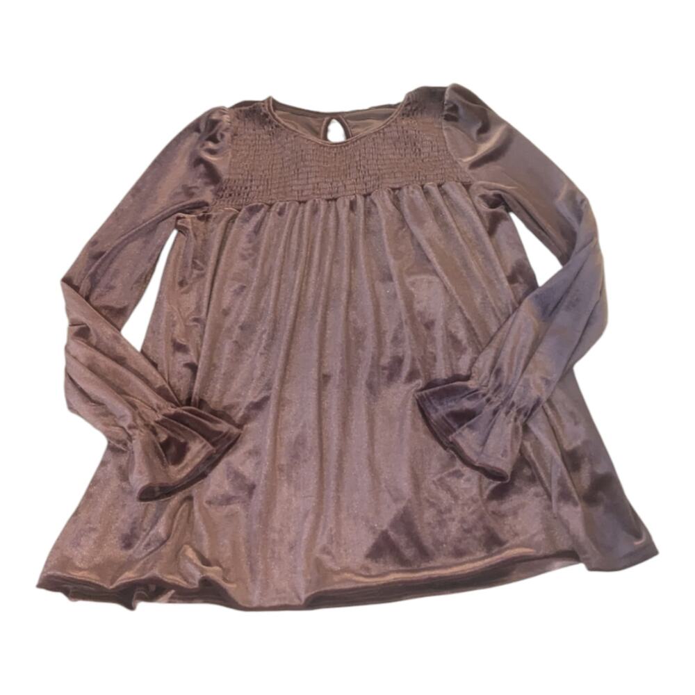 RJ 220 Velour Blouse Top Shirt Sz M Y2K Babydoll Style